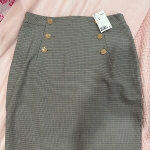 H&M Black and White Checkered Midi Skirt